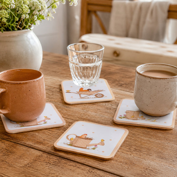 Dotty Hen Cork Backed Coasters - Pack of 4, 9.5 x 9.5cm - alternate view 2