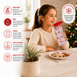 Santa Straw Water Bottle with Carry Handle - 500ml, Red Screw-Top Lid - alternate view 2