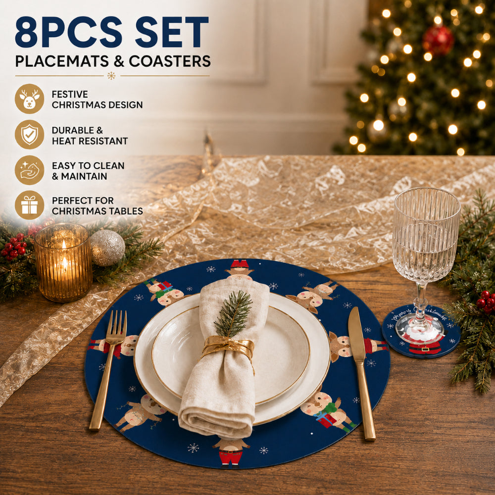 Christmas Placemats and Coasters Set - 8 Pieces, Assorted Designs - alternate view 2