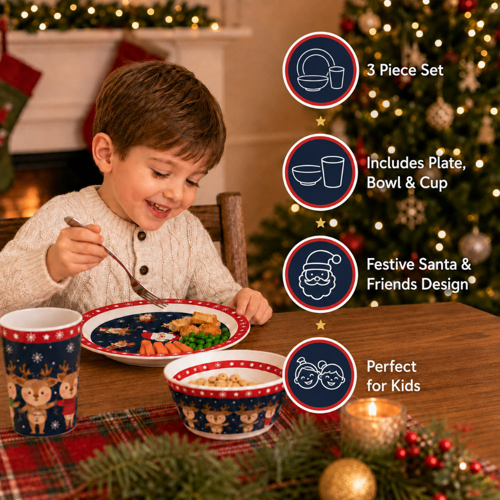 Santa and Friends Children's Dinnerware Set - Plate, Bowl and Cup - alternate view 2