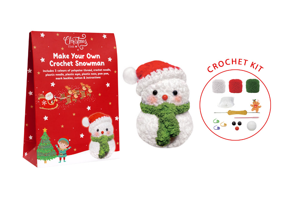 Festive DIY Crochet Snowman Craft Kit - Needles, Thread and Filling