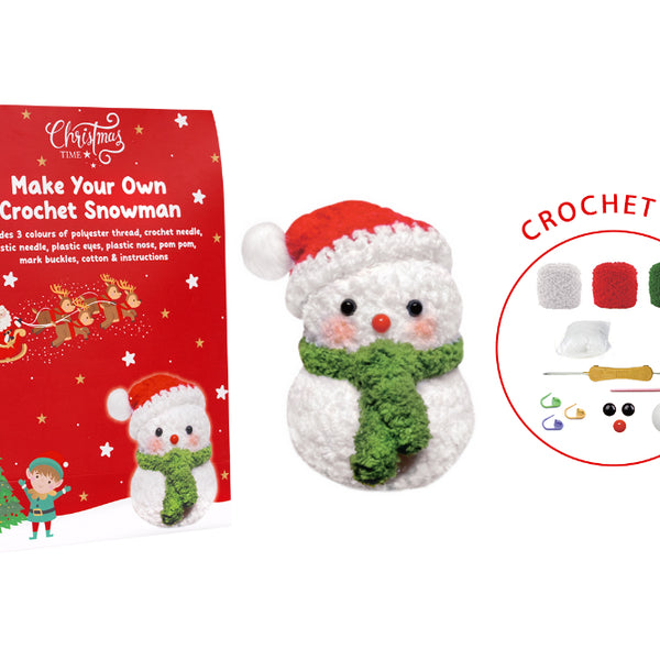Festive DIY Crochet Snowman Craft Kit - Needles, Thread and Filling