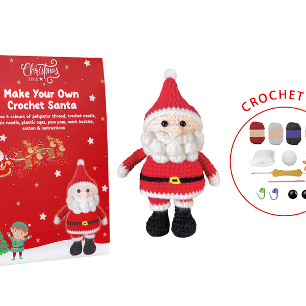 DIY Crochet Santa Craft Kit - Needles, Thread and Cotton Filling