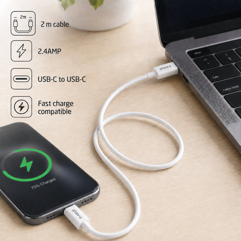 Groov-e USB-C to USB-C Charging Cable | 2 Metres Long