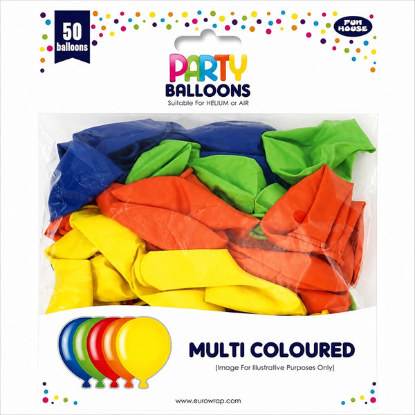 50pk Multi-Colour Balloons - Fun for Any Occasion