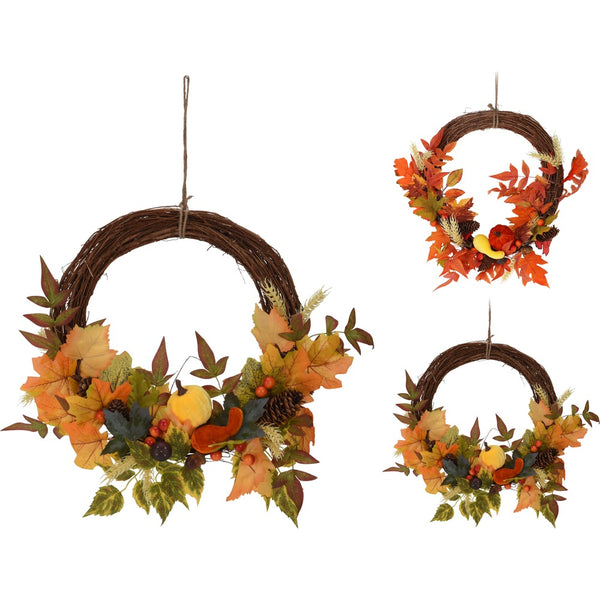 Autumn Leaf Wreaths Assorted Designs | 40cm Seasonal Decoration