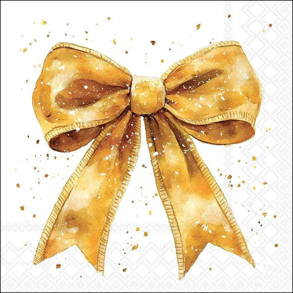 Home Accessories Fancy Bow Gold & White Napkins | 33x33cm 20 Pack
