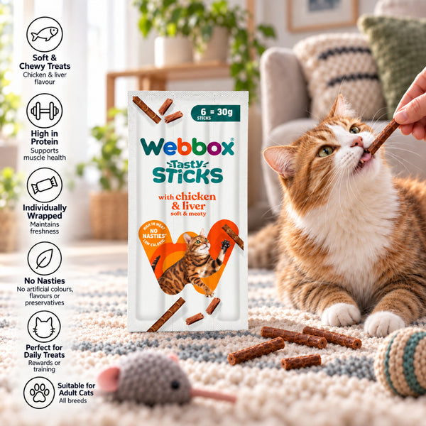 Webbox Chicken & Liver Tasty Sticks | Soft & Meaty Cat Treats