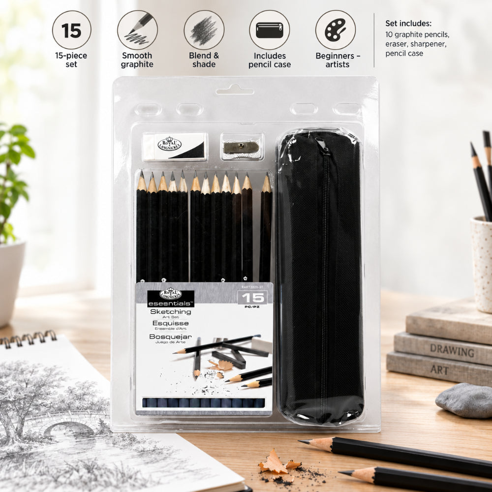 Royal & Langnickel Graphite Sketching Set | 15 Pieces with Case