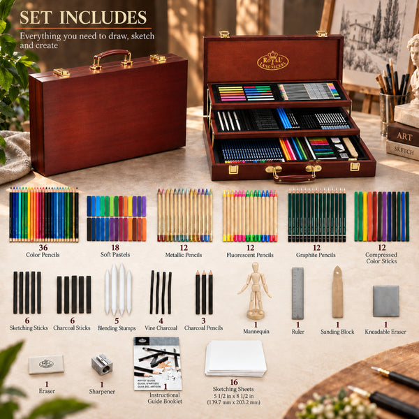 Royal & Langnickel Sketching & Drawing Box Art Set | 134 Pieces