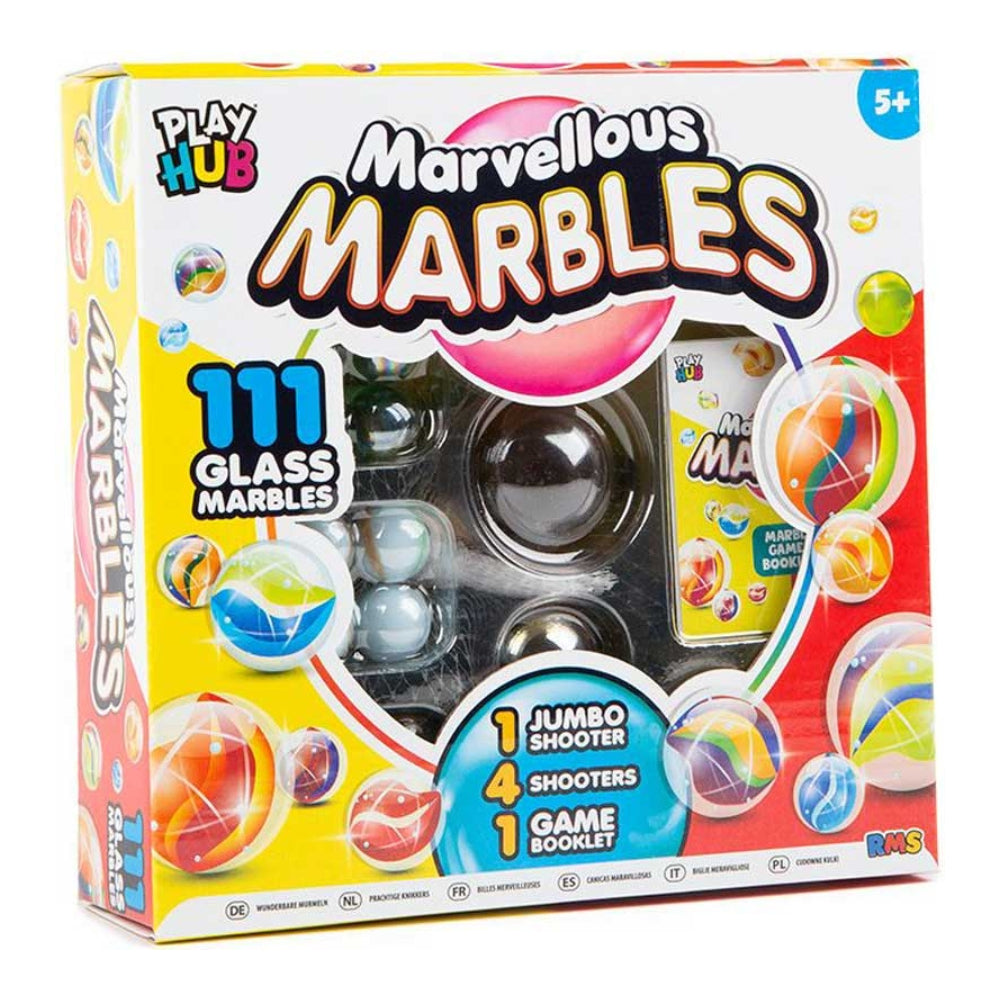 Marvellous Marbles Glass Marble Set | 111 Pieces, Assorted Colours