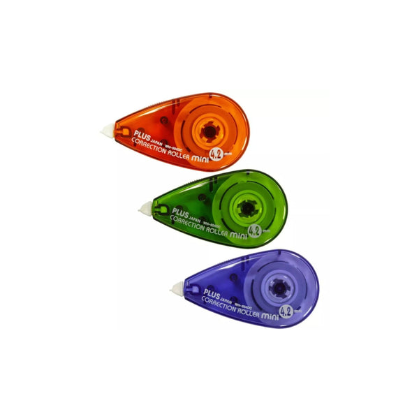 Japan Plus Mini Correction Roller | Pack of 3, 4.2mm, Assorted Colours