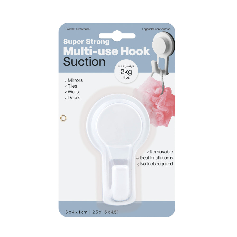 White Removable Suction Storage Hook | Holds 2kg, 6 x 4 x 11cm