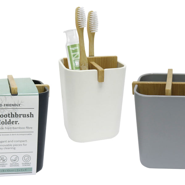 Eco-Friendly Toothbrush Holder - Black/Grey/White - 8.4x7.8x10.5 cm
