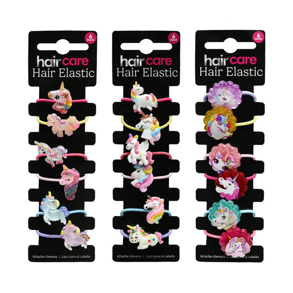 Unicorn Hair Tie - Assorted Designs - 6 Pack