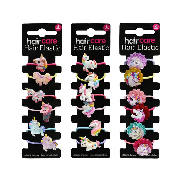 Unicorn Hair Tie - Assorted Designs - 6 Pack