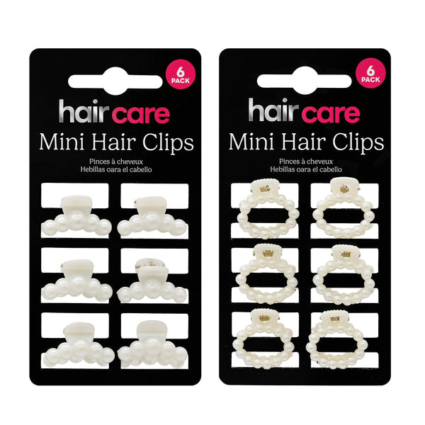 Mini Hair Clip Pearl Look - 2.5cm - 6 Pack