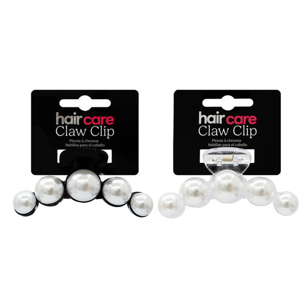 Hair Claw Clip - Pearl Look - 10cm - 2 Assorted