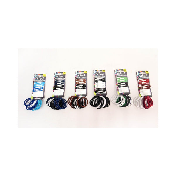 UBL School Hair Elastics and Snap Clips | Pack of 18, Assorted Colours