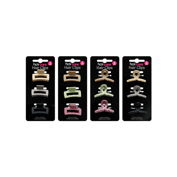 UBL Matte Claw and Jaw Hair Clips | Pack of 3, 4 Colours, Interlocking Teeth
