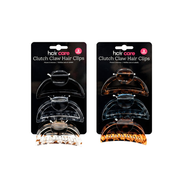 UBL Hair Claw Clips | Pack of 3, Assorted Colours, Non-Slip Grip