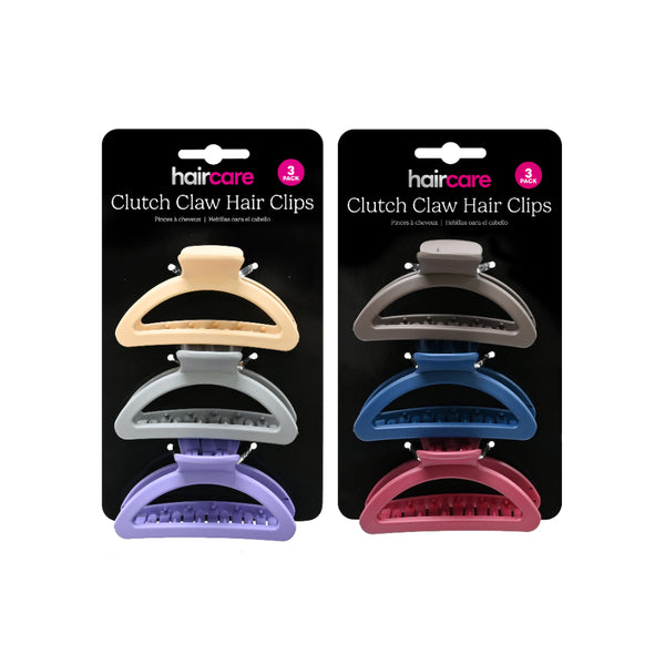 UBL Wide Arched Hair Claw Clips | Pack of 3, Assorted Colours, Matte Finish