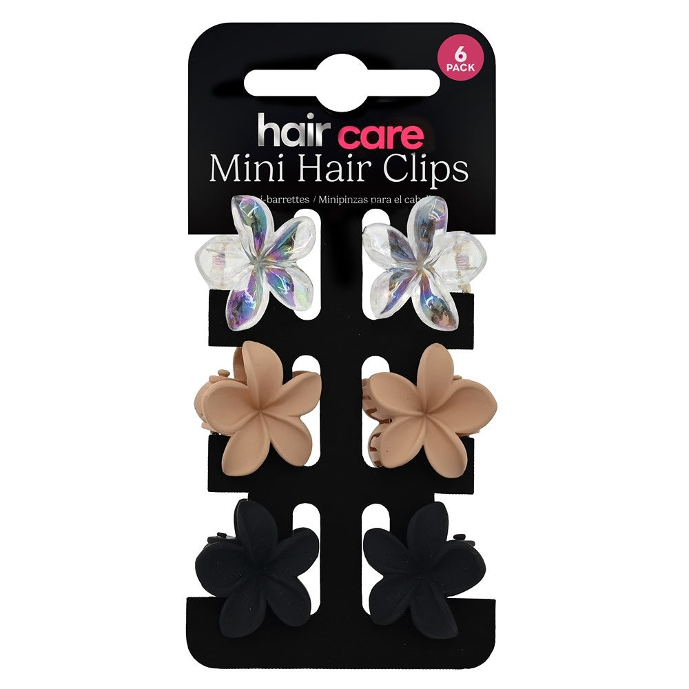 Mini Hair Clips - Assorted - Pack of 6