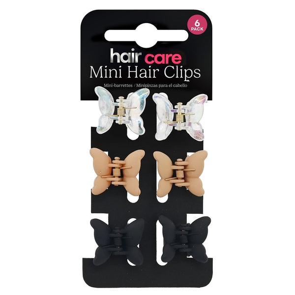 Mini Hair Clips - Assorted - Pack of 6