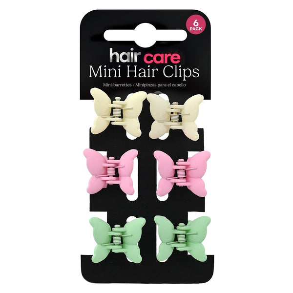 Mini Hair Clips - Assorted - Pack of 6