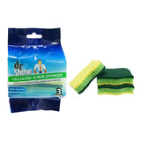 Cellulose Scrub Sponges - Green with Yellow - 3 Pack