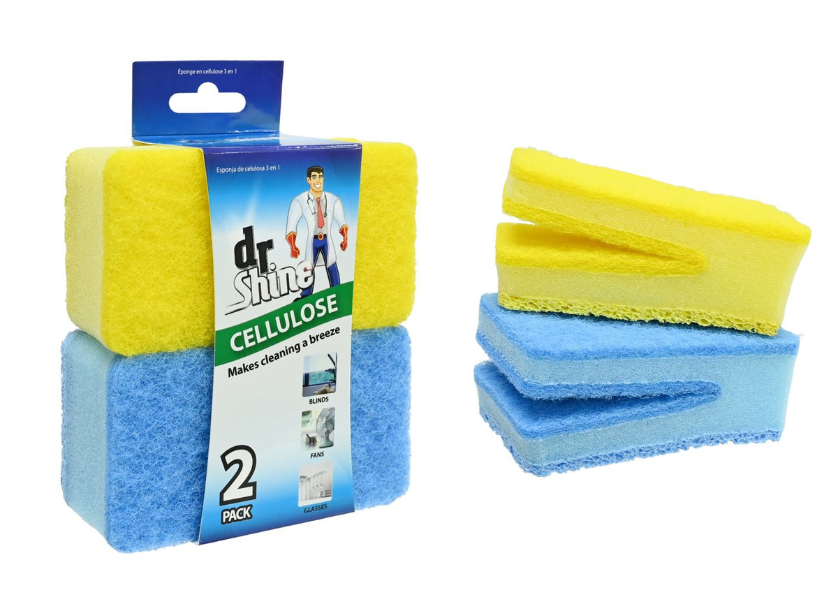 Cellulose 3 In 1 Sponge - Blue & Yellow - 2 Pack