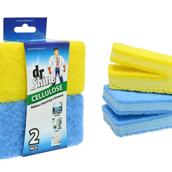 Cellulose 3 In 1 Sponge - Blue & Yellow - 2 Pack