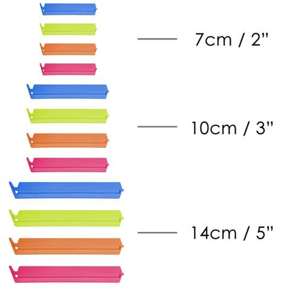 Assorted Color And Size Food Bag Clips - 12 Pack