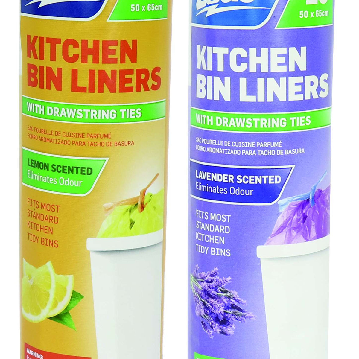Scented Bin Liners - Purple Lavender & Yellow Lemon - 20 Pack