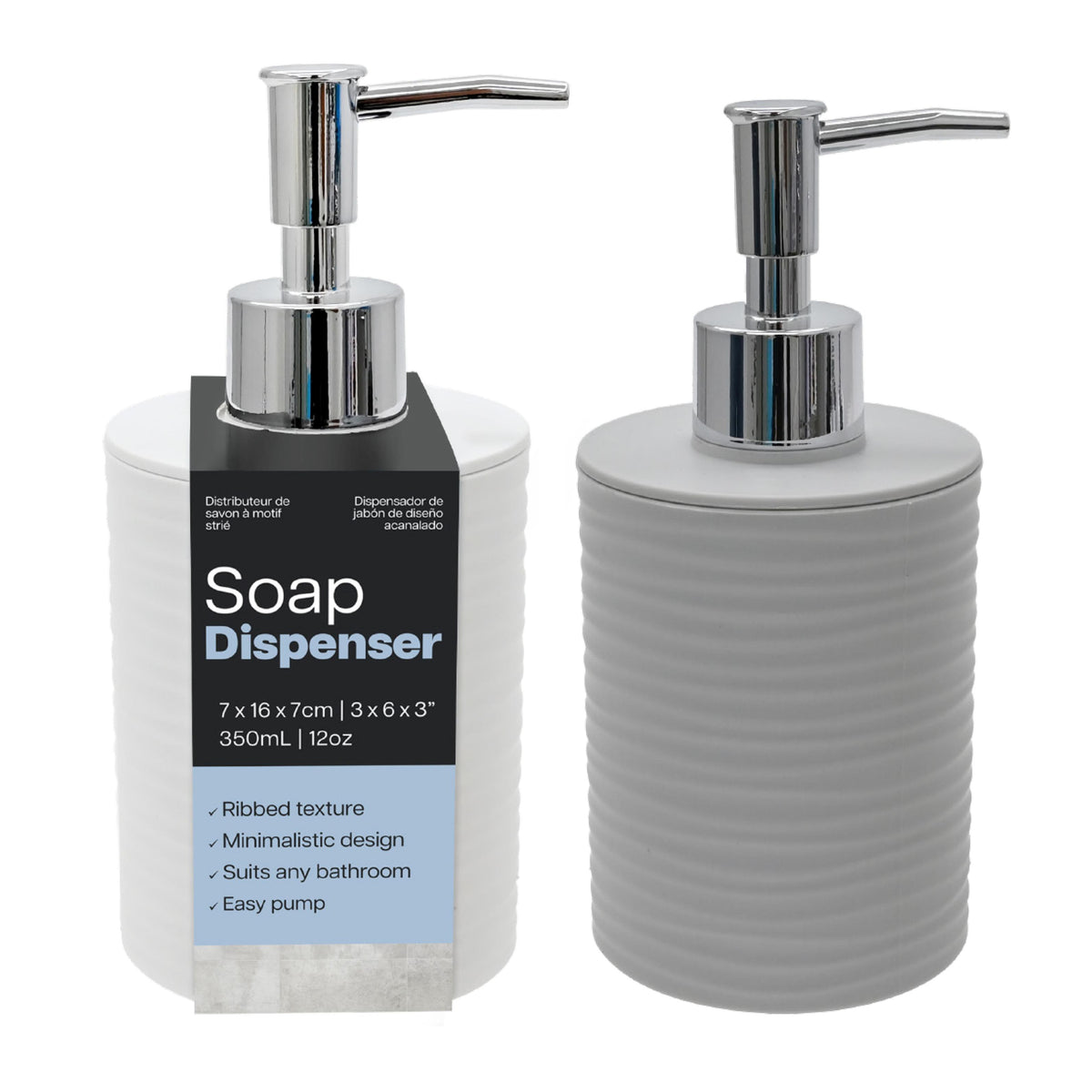 Soap Dispenser - Ribbed Design - 350mL