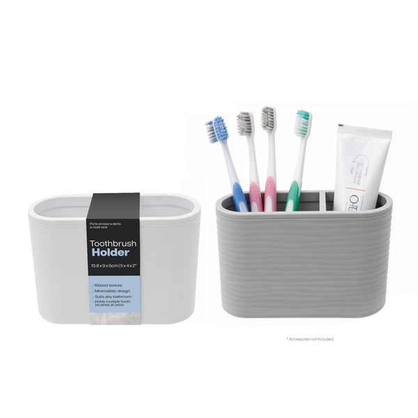 Toothbrush Holder - Ribbed Design - Assorted Colours