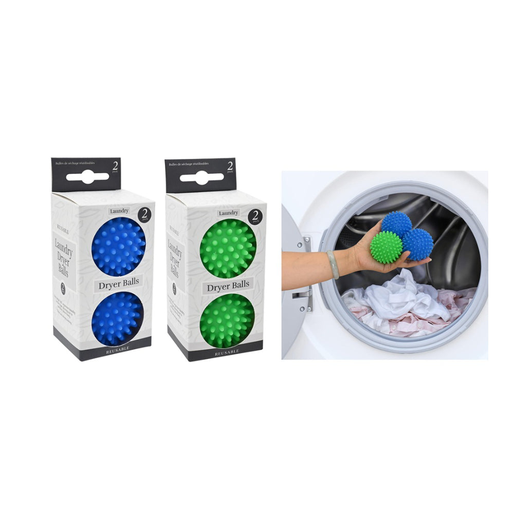 Reusable PVC Laundry Dryer Balls | Pack of 2, Assorted Colours