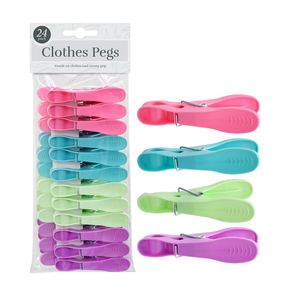 Pegs Plastic Assorted Designs 24 Pack