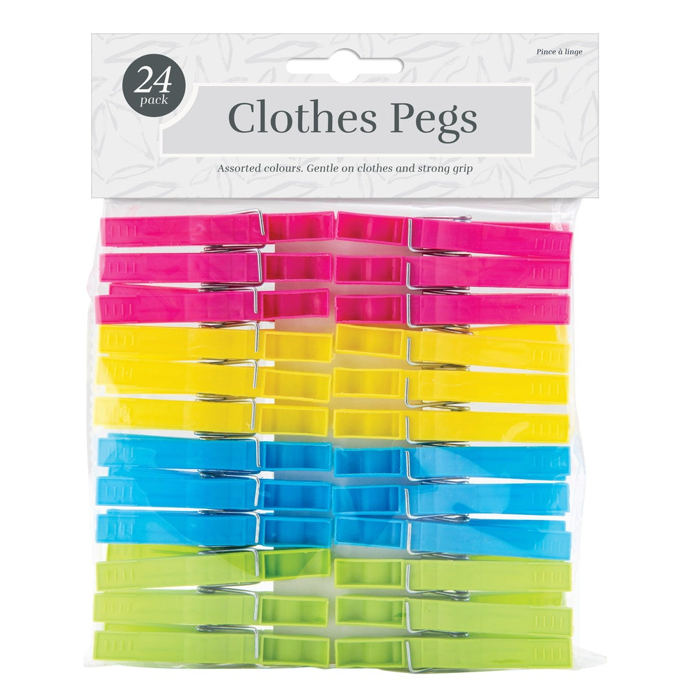 Traditional Plastic Clothes Pegs - 24 Pack