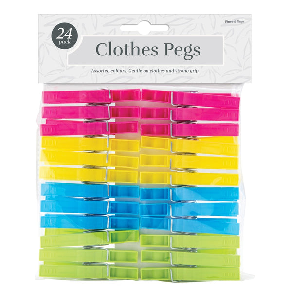 Traditional Plastic Clothes Pegs - 24 Pack