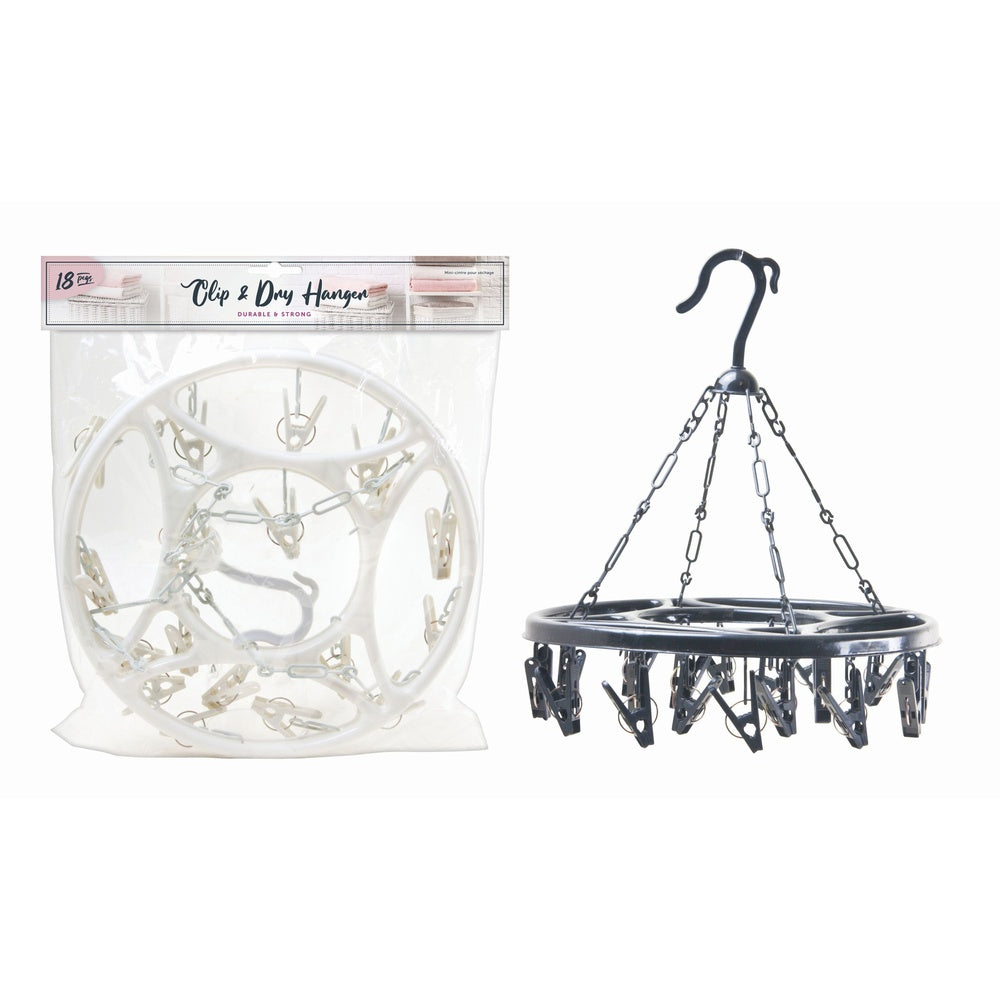 Hanging Clothes Dryer - 18 Pegs - Assorted