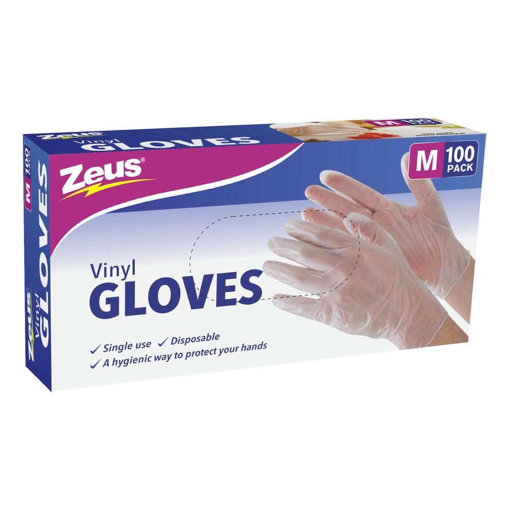 Disposable Vinyl Gloves - Medium - 100 Pack