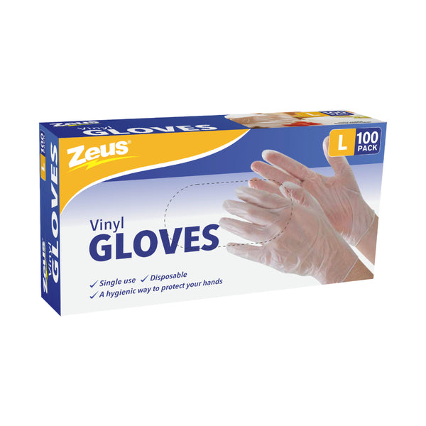 UBL Clear Vinyl Disposable Gloves | Large, Single-Use, Pack of 100