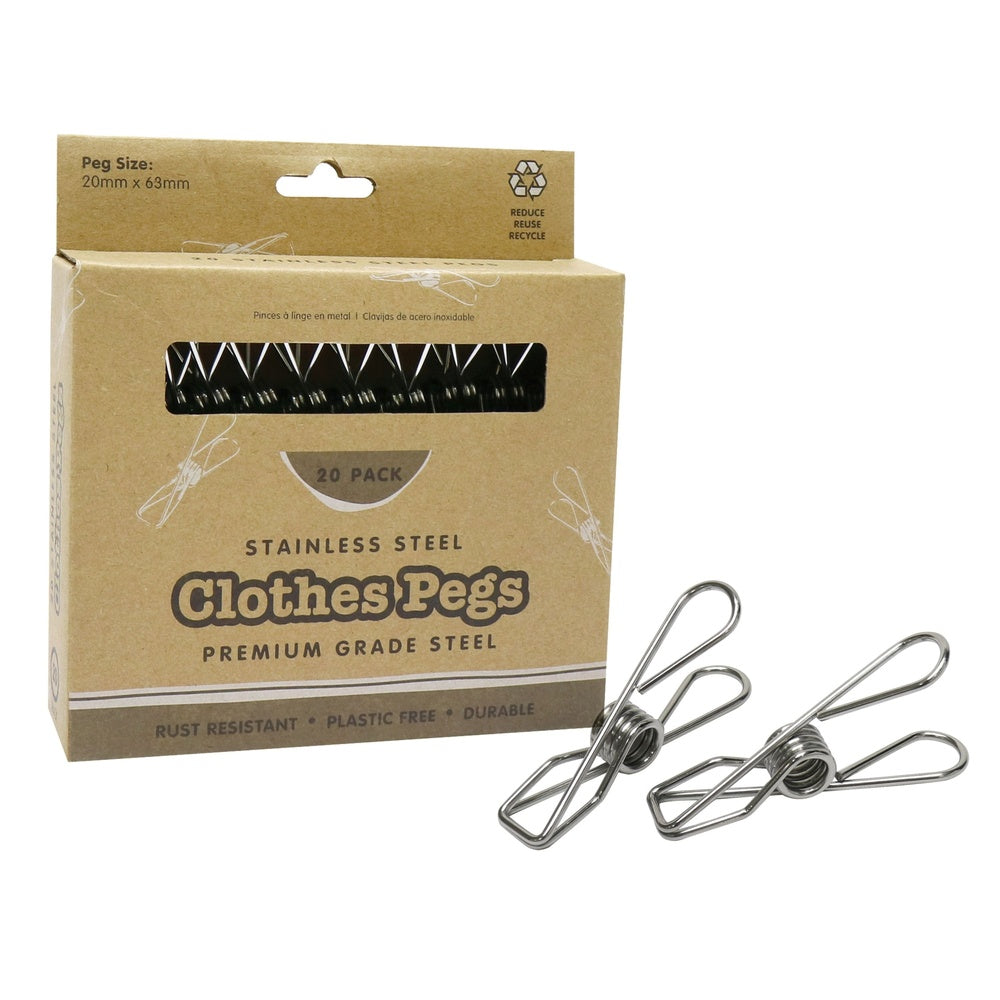 Stainless Steel Clothes Pegs - 20 Pack