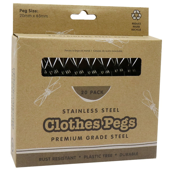 Stainless Steel Clothes Pegs - 20 Pack