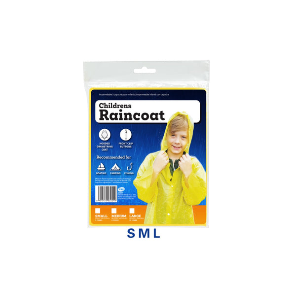 UBL Children's Waterproof Raincoat | Adjustable Drawstring Hood, Sizes S, M, L