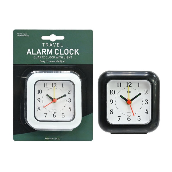 Travel Alarm Clock - Assorted Colours - 9cm