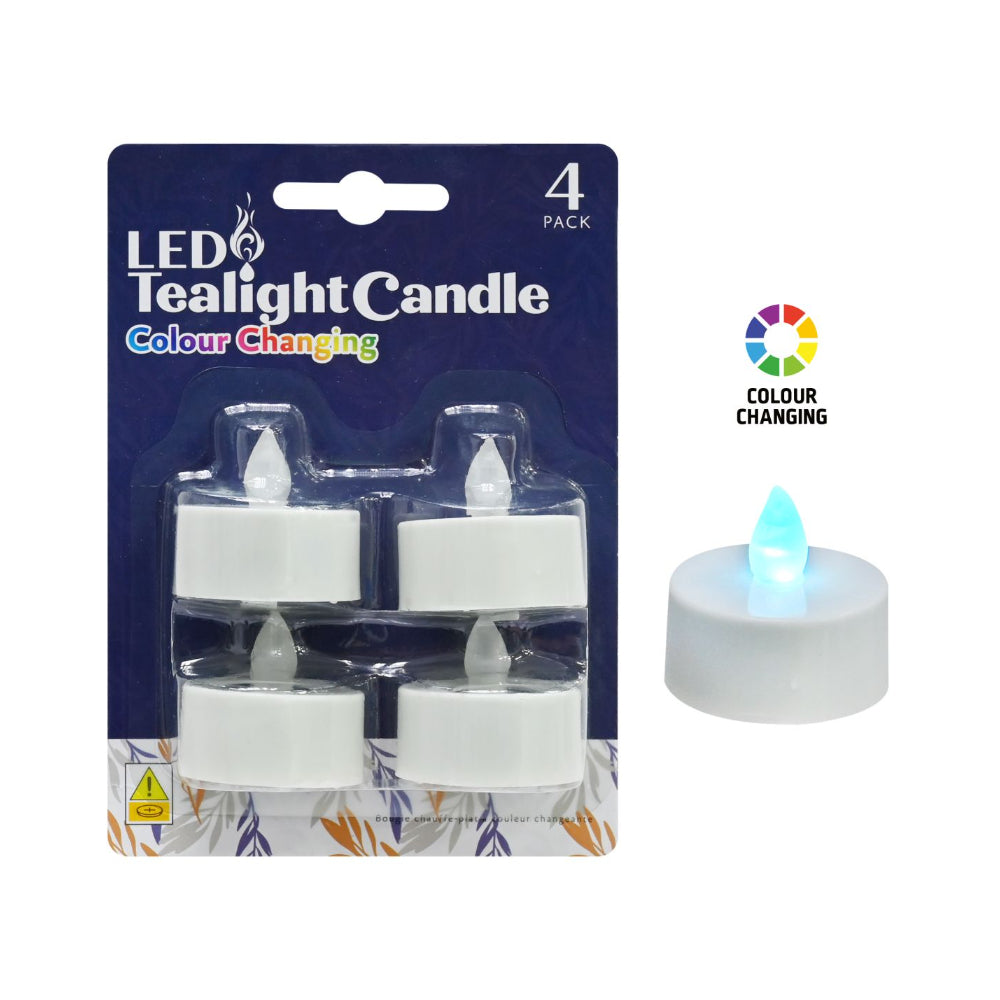 Colour Changing LED Flameless Tealight Candles | Pack of 4, Battery Operated