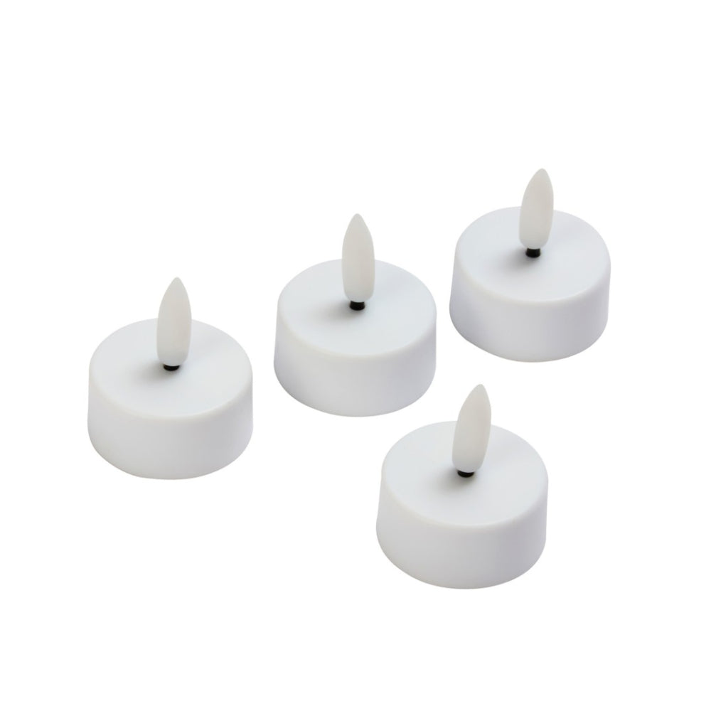 LED Flicker Flameless Tealight Candles | White, Battery-Powered, Pack of 4