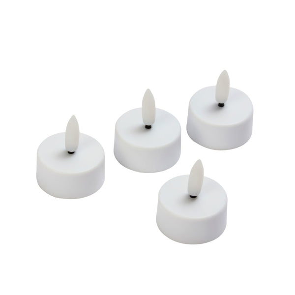 LED Flicker Flameless Tealight Candles | White, Battery-Powered, Pack of 4